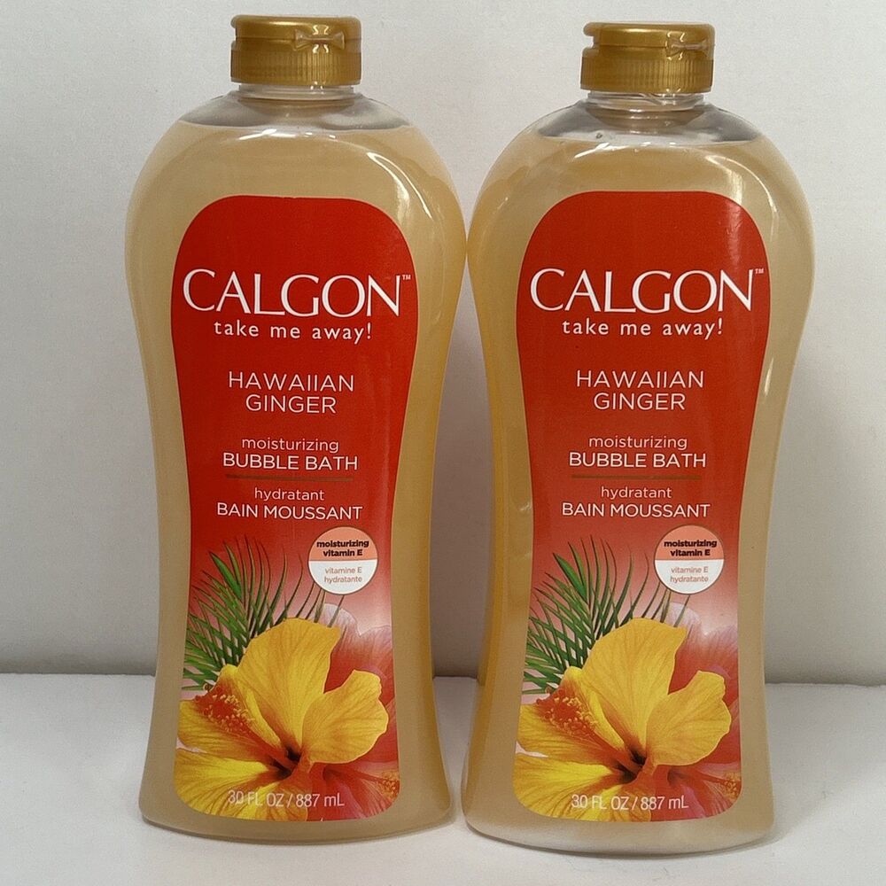 2 Calgon Take Me Away! Hawaiian Ginger Moisturizing Bubble Bath 30 Oz. Each
